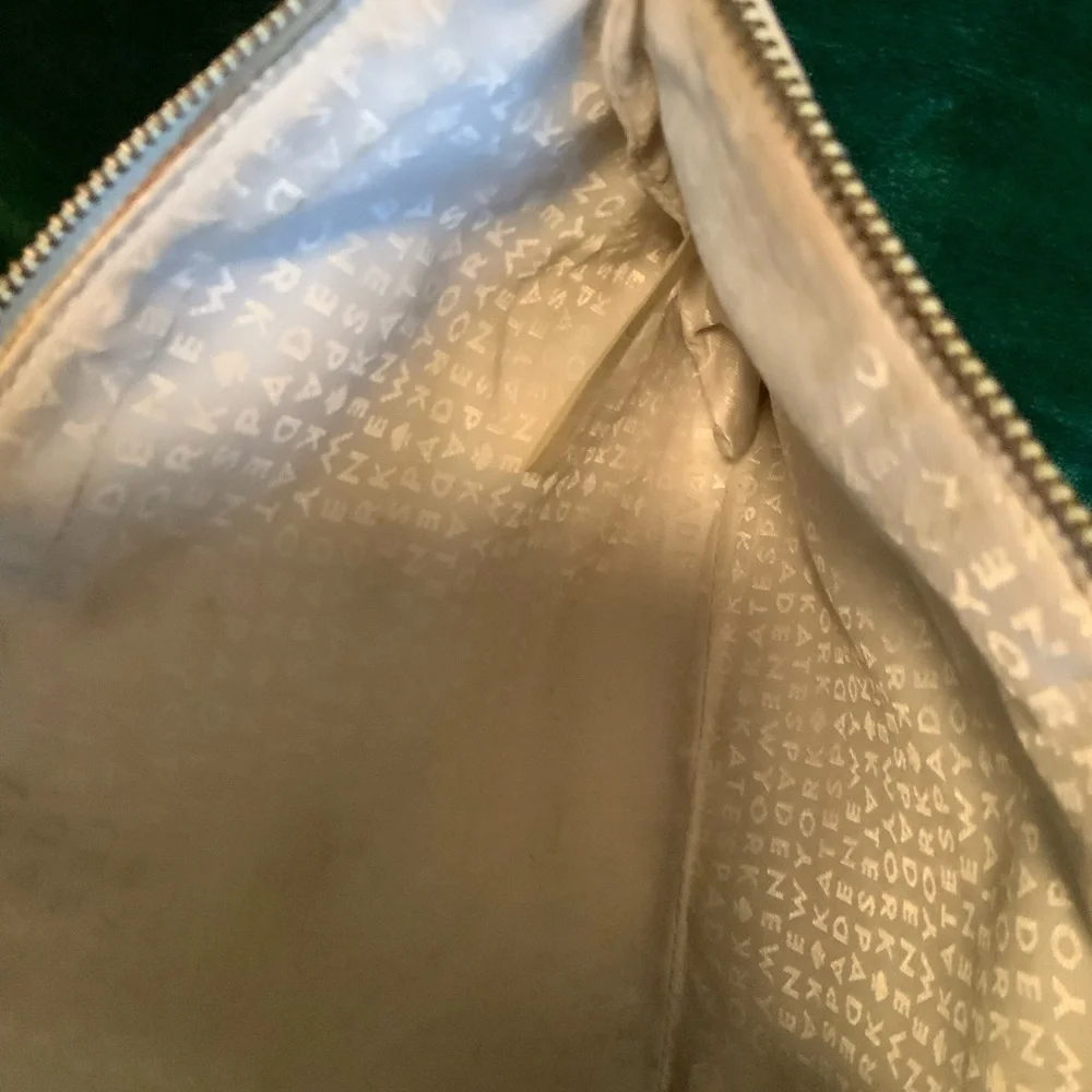 Kate Spade Cream & Blue Striped Fabric Clutch